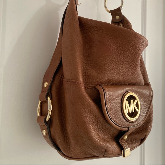 MICHAEL KHORS FULTON LARGE HOBO BROWN/TERRACOTA LEATHER SHOULDER BAG - Picture 8 of 16